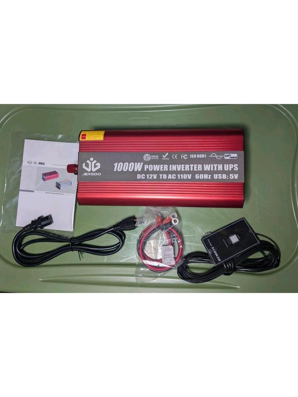 *JERGOO 1000W POWER INVERTER WITH UPS DC 12V TO AC 110V RV Solar Boondocking